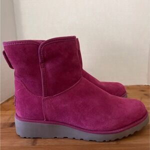 UGG Pink Suede Classic Short Boots Women's Ankle Winter Warm Cozy 8